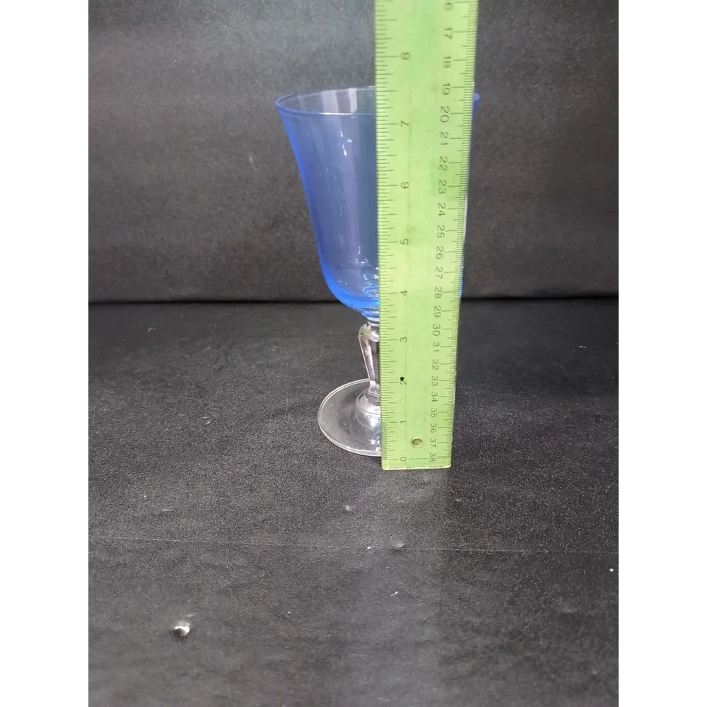 Miller Roganka Alfresco Blue Water Goblet,‎ Lead Crystal Glassware, Hand Blown